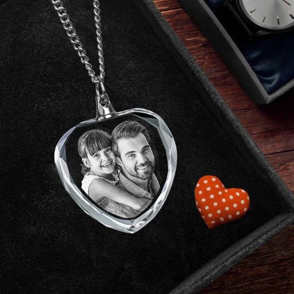 Laser Engraved Photo Picture K9 Crystal Necklace Pendant